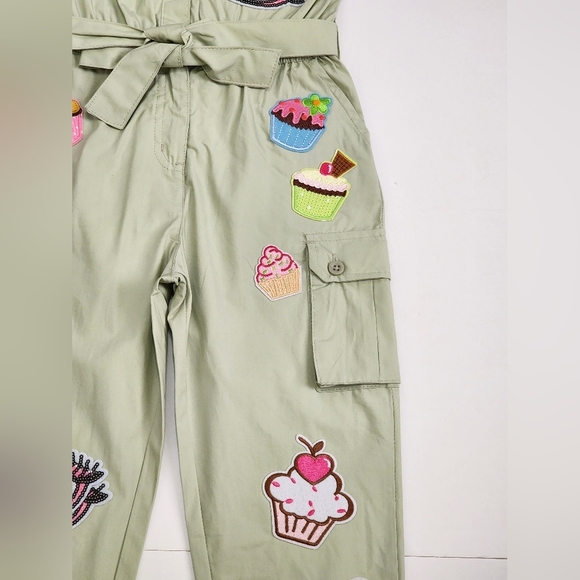 NWOT Chillipop Girl's Green Jumpsuit Upcycle, size 4T - Picture 7 of 11